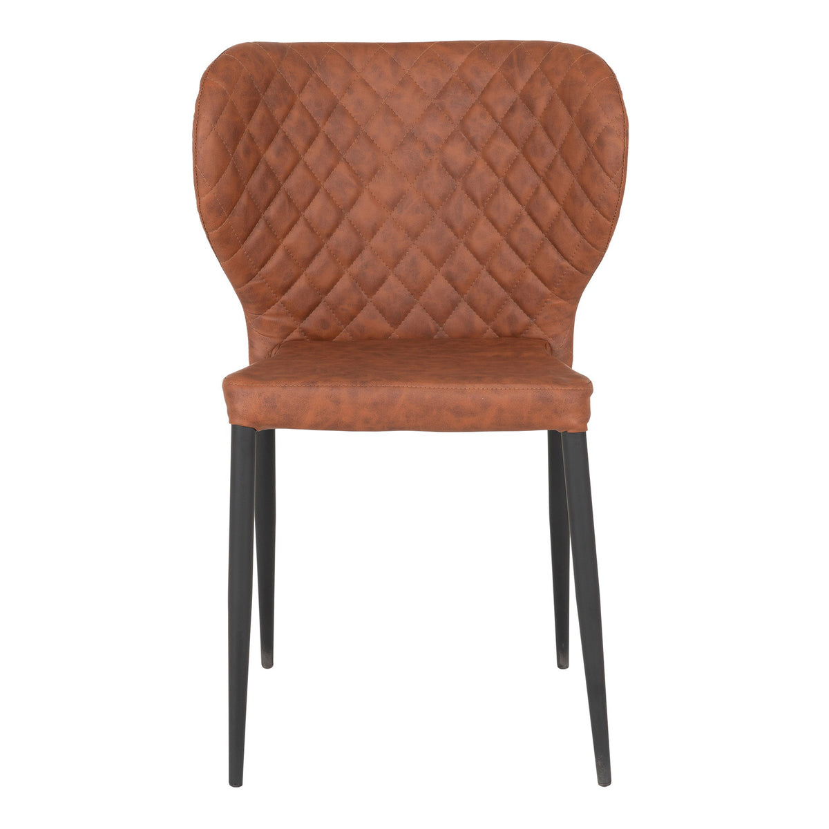 Evi Esszimmerstuhl 2er-Set – Kunstleder Vintage-Braun, Beine Schwarz – Ansicht 2
