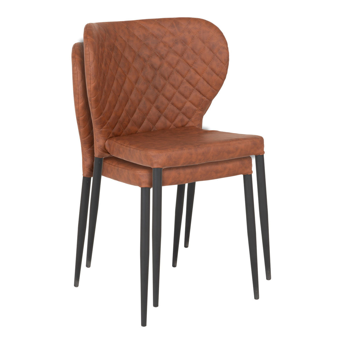 Evi Esszimmerstuhl 2er-Set – Kunstleder Vintage-Braun, Beine Schwarz – Ansicht 5