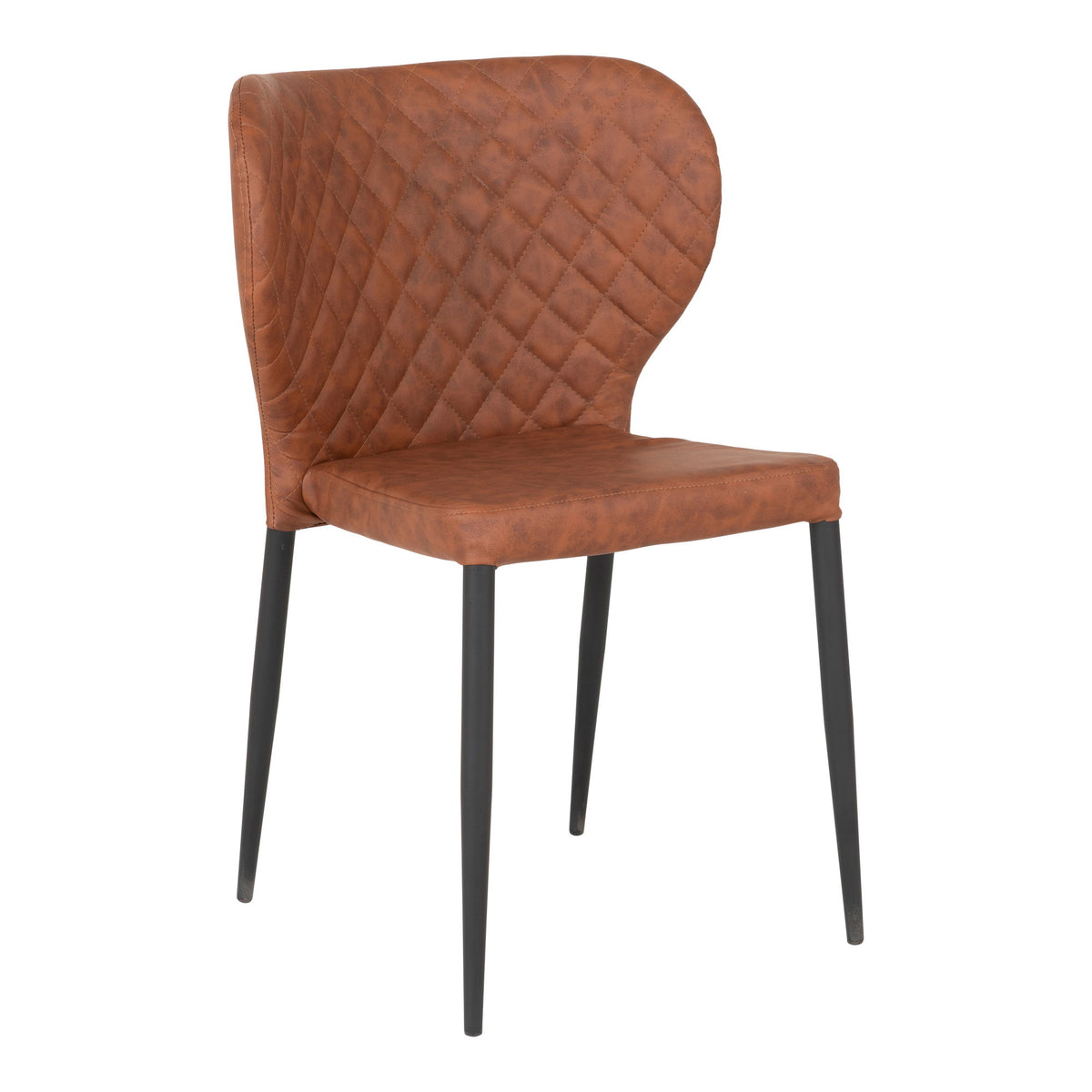 Evi Esszimmerstuhl 2er-Set – Kunstleder Vintage-Braun, Beine Schwarz von Luiva Living