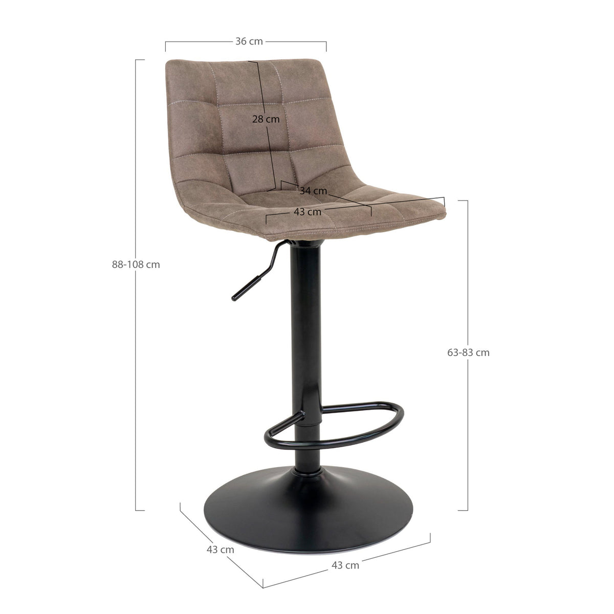 Knut Barstuhl 2er-Set – Mikrofaser Hellbraun, Beine Schwarz – Ansicht 5