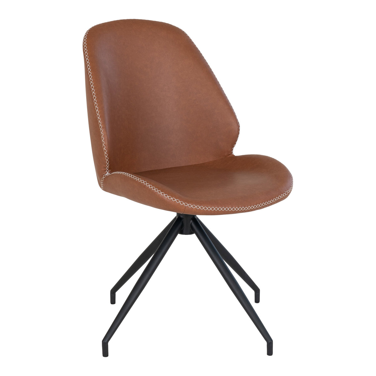 Yann Esszimmerstuhl 2er-Set mit Drehfunktion – Kunstleder Vintage-Braun, Beine Schwarz – Ansicht 2