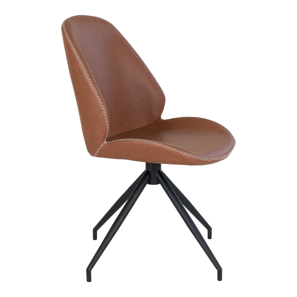 Yann Esszimmerstuhl 2er-Set mit Drehfunktion – Kunstleder Vintage-Braun, Beine Schwarz – Ansicht 3