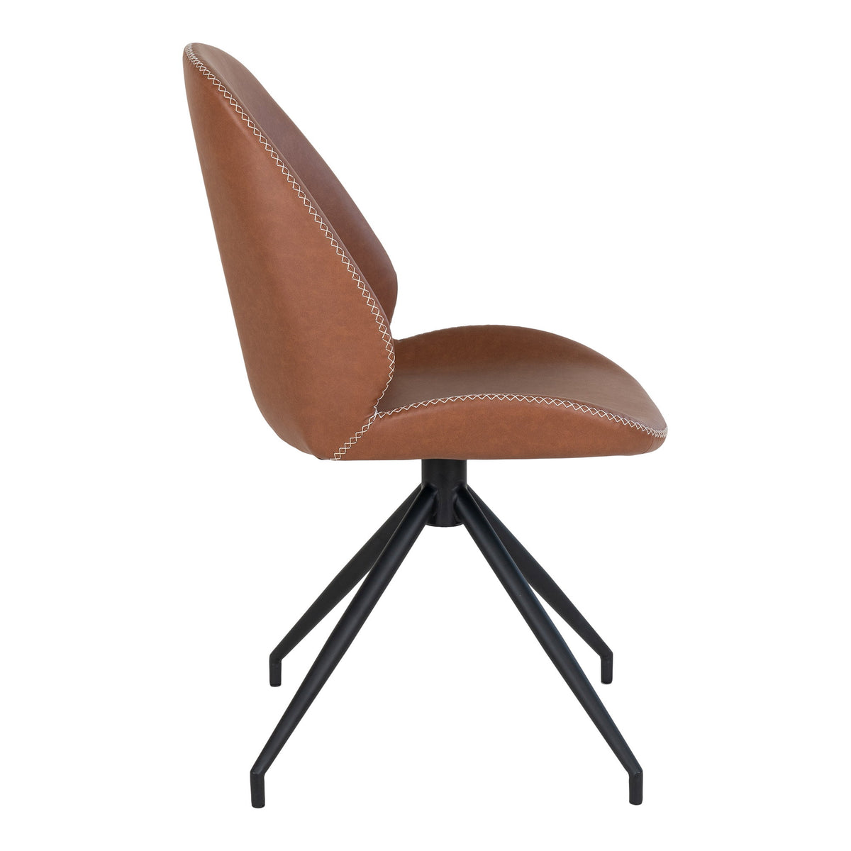 Yann Esszimmerstuhl 2er-Set mit Drehfunktion – Kunstleder Vintage-Braun, Beine Schwarz – Ansicht 4