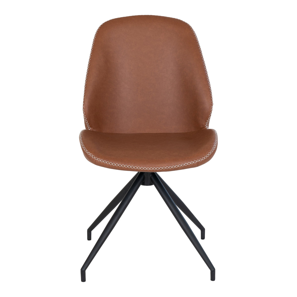 Yann Esszimmerstuhl 2er-Set mit Drehfunktion – Kunstleder Vintage-Braun, Beine Schwarz – Ansicht 6
