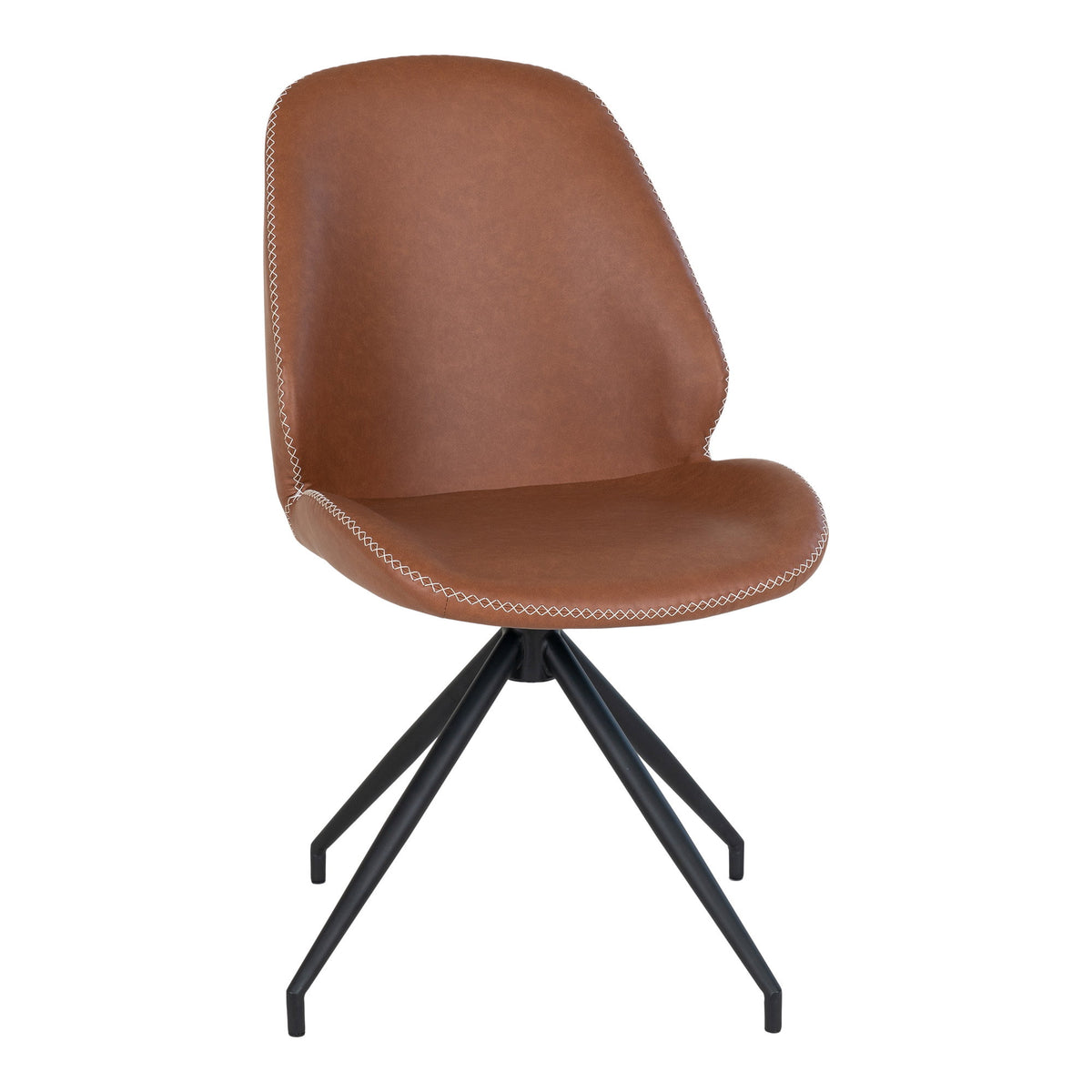 Yann Esszimmerstuhl 2er-Set mit Drehfunktion – Kunstleder Vintage-Braun, Beine Schwarz von Luiva Living