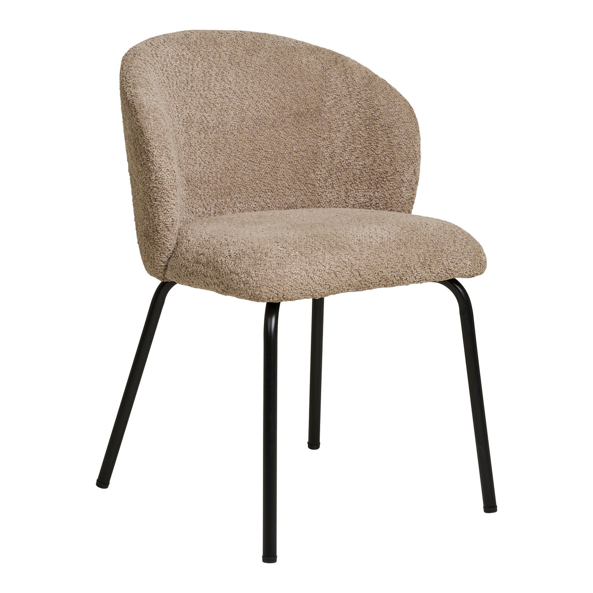 Adele Esszimmerstuhl 2er-Set – Bouclé Beige, Beine Schwarz von Luiva Living
