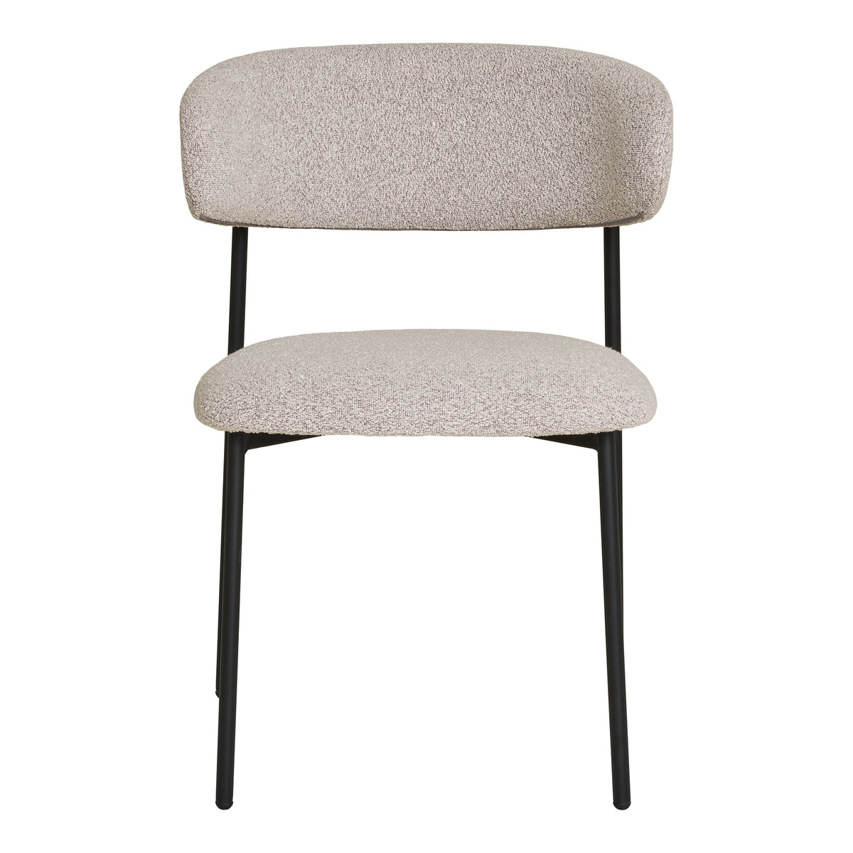 Bea Esszimmerstuhl 2er-Set – Bouclé Sand, Beine Schwarz – Ansicht 2