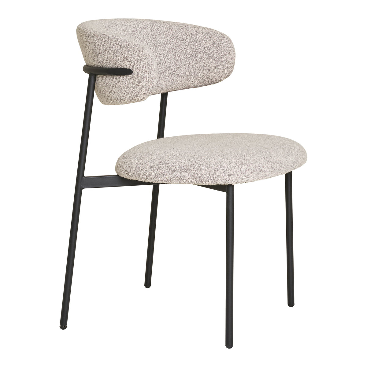 Bea Esszimmerstuhl 2er-Set – Bouclé Sand, Beine Schwarz – Ansicht 3