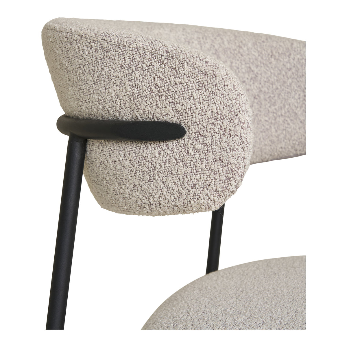 Bea Esszimmerstuhl 2er-Set – Bouclé Sand, Beine Schwarz – Ansicht 5
