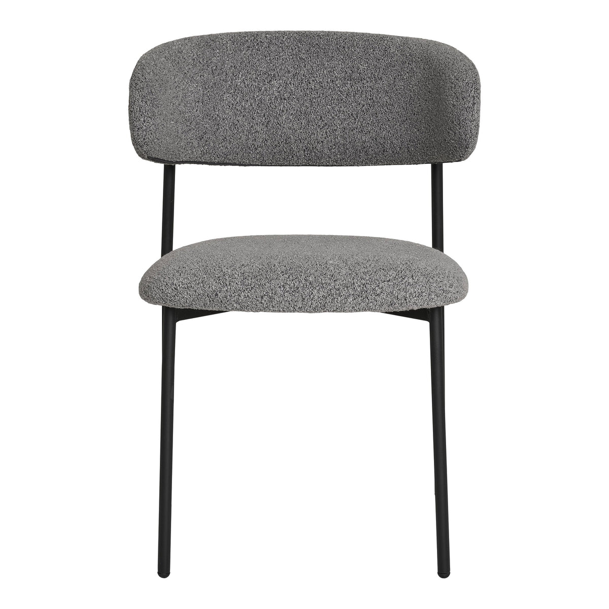 Bea Esszimmerstuhl 2er-Set – Bouclé Hellgrau, Beine Schwarz – Ansicht 2