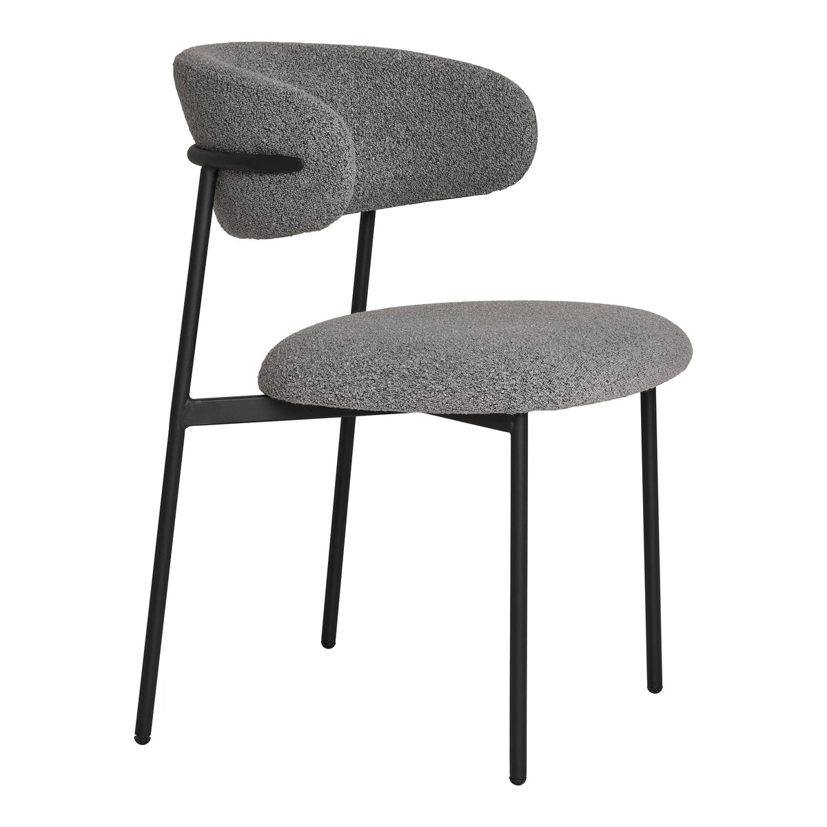 Bea Esszimmerstuhl 2er-Set – Bouclé Hellgrau, Beine Schwarz – Ansicht 3