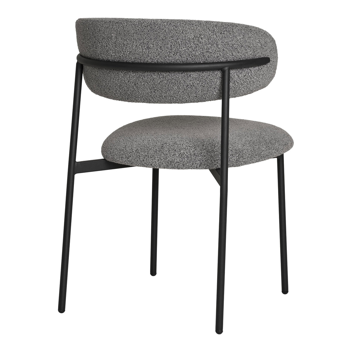 Bea Esszimmerstuhl 2er-Set – Bouclé Hellgrau, Beine Schwarz – Ansicht 4