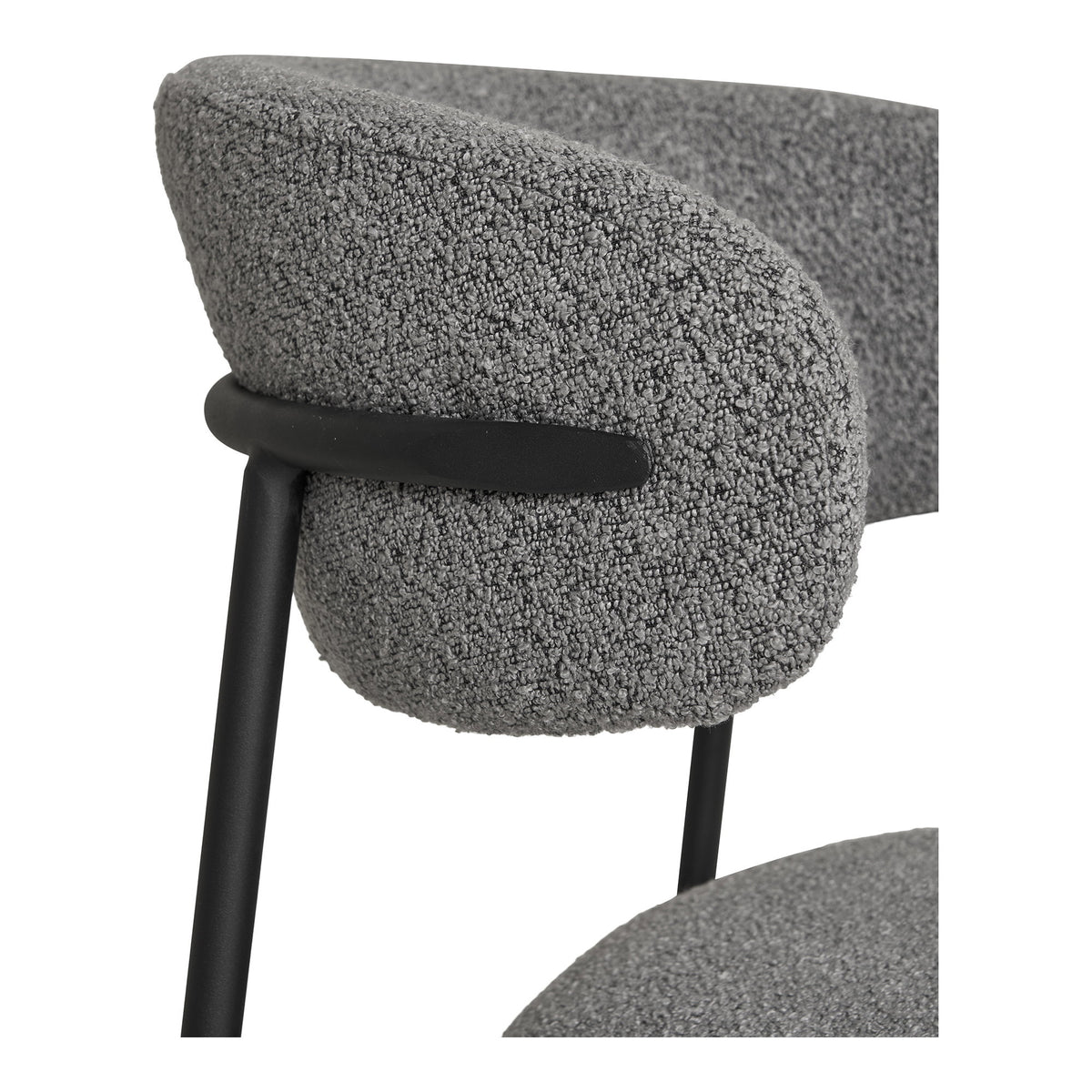 Bea Esszimmerstuhl 2er-Set – Bouclé Hellgrau, Beine Schwarz – Ansicht 5