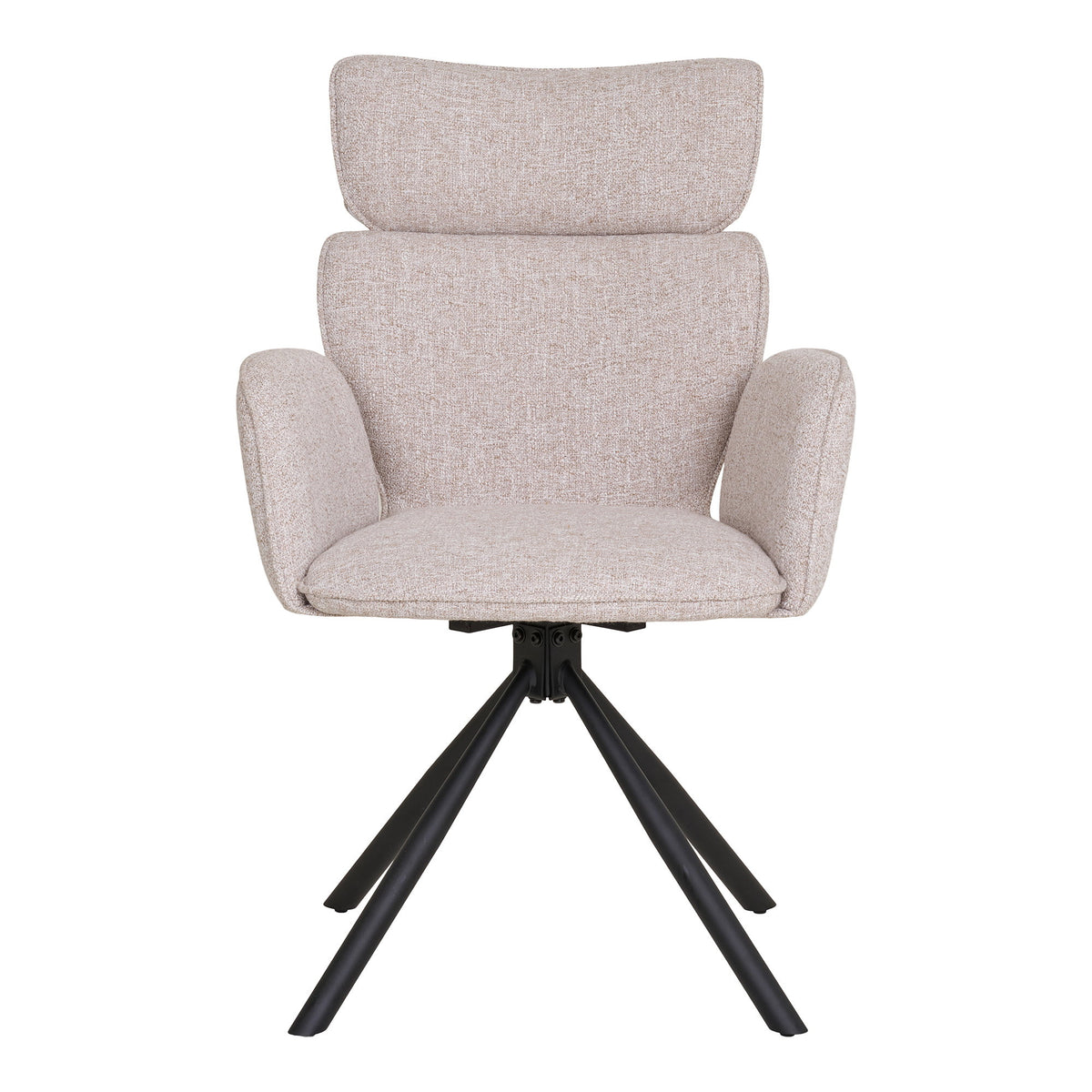 Ria Esszimmerstuhl 2er-Set mit Drehfunktion – Stoff Sand, Beine Schwarz – Ansicht 2