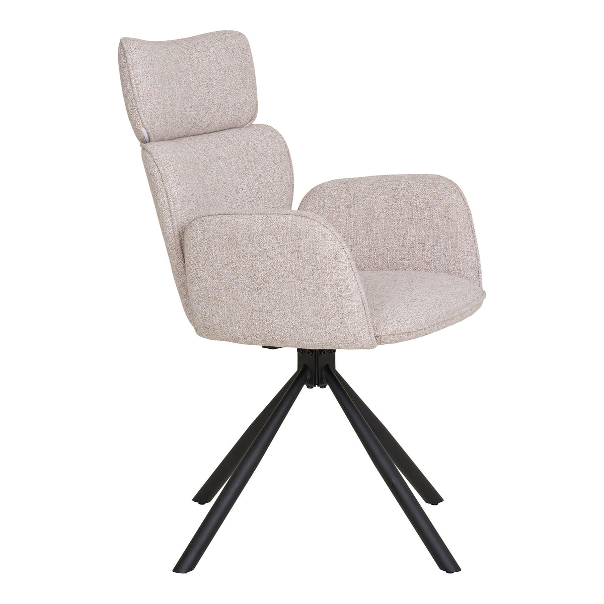 Ria Esszimmerstuhl 2er-Set mit Drehfunktion – Stoff Sand, Beine Schwarz – Ansicht 3