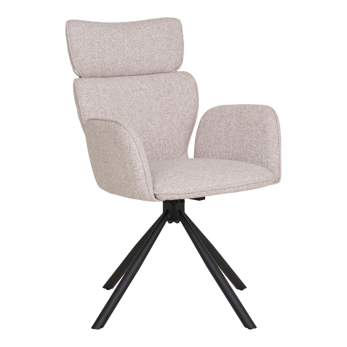 Ria Esszimmerstuhl 2er-Set mit Drehfunktion – Stoff Sand, Beine Schwarz von Luiva Living