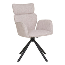 Ria Esszimmerstuhl 2er-Set mit Drehfunktion – Stoff Sand, Beine Schwarz von Luiva Living