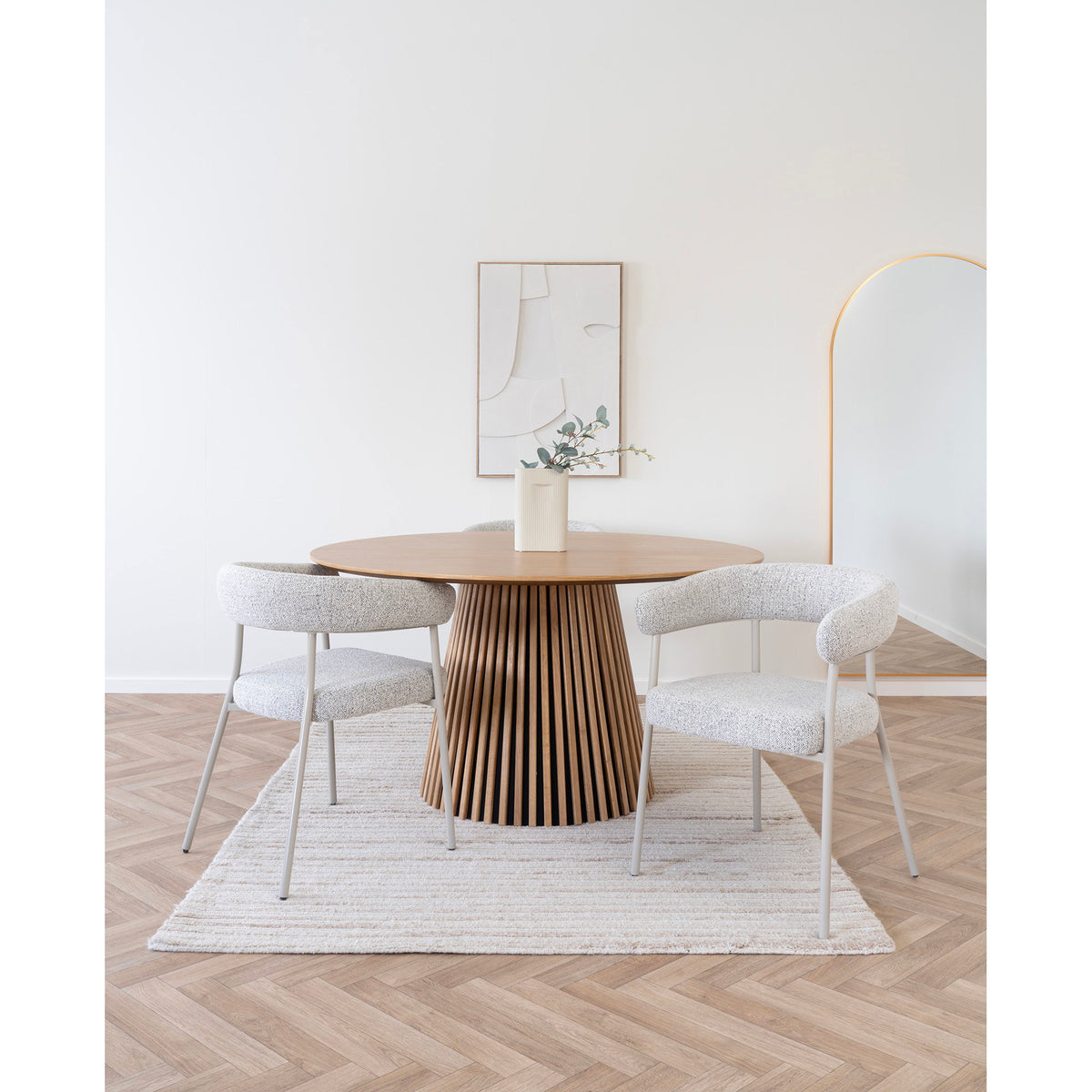Lale Esszimmerstuhl 2er-Set – Stoff Sand, Beine Grau – Ansicht 8