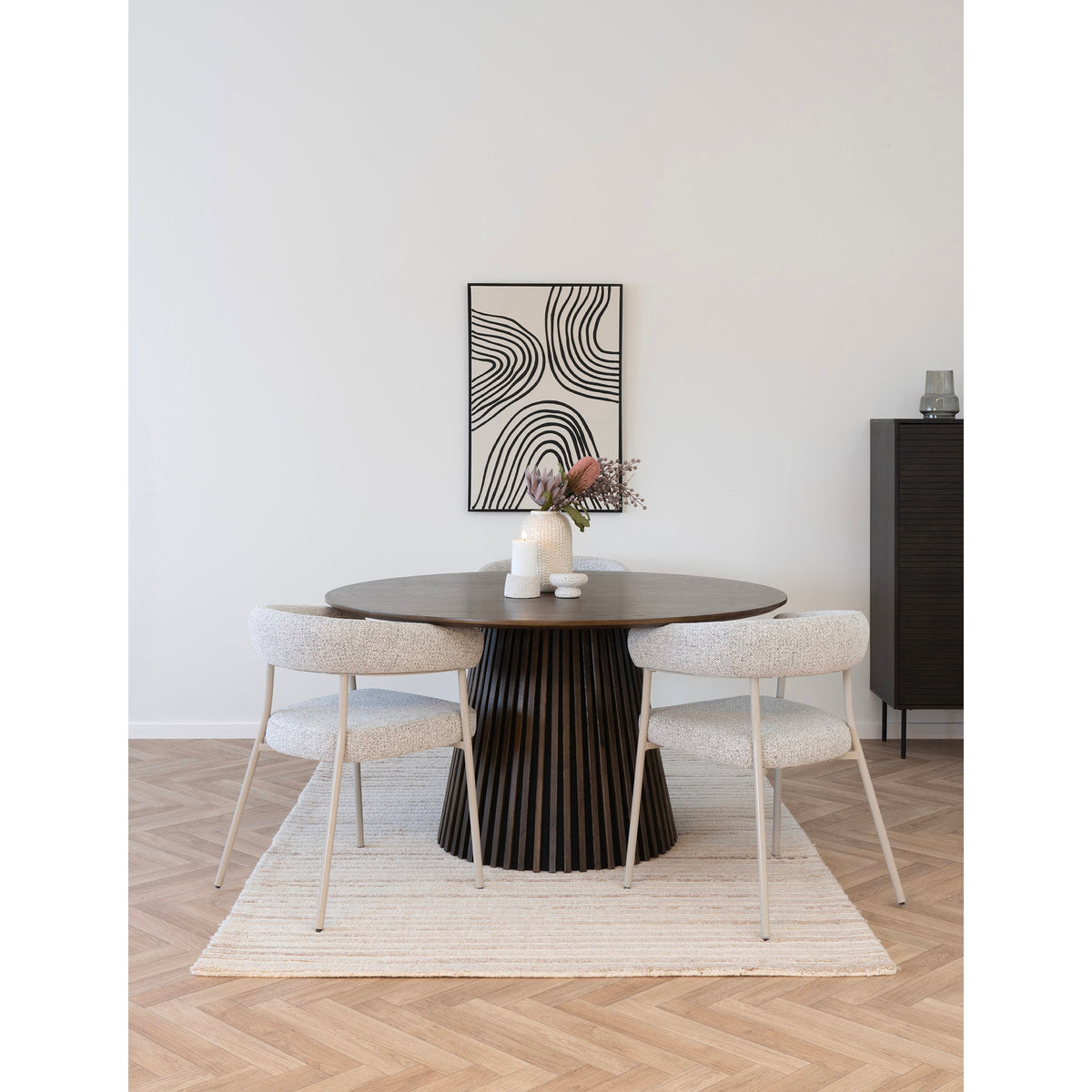 Lale Esszimmerstuhl 2er-Set – Stoff Sand, Beine Grau – Ansicht 9
