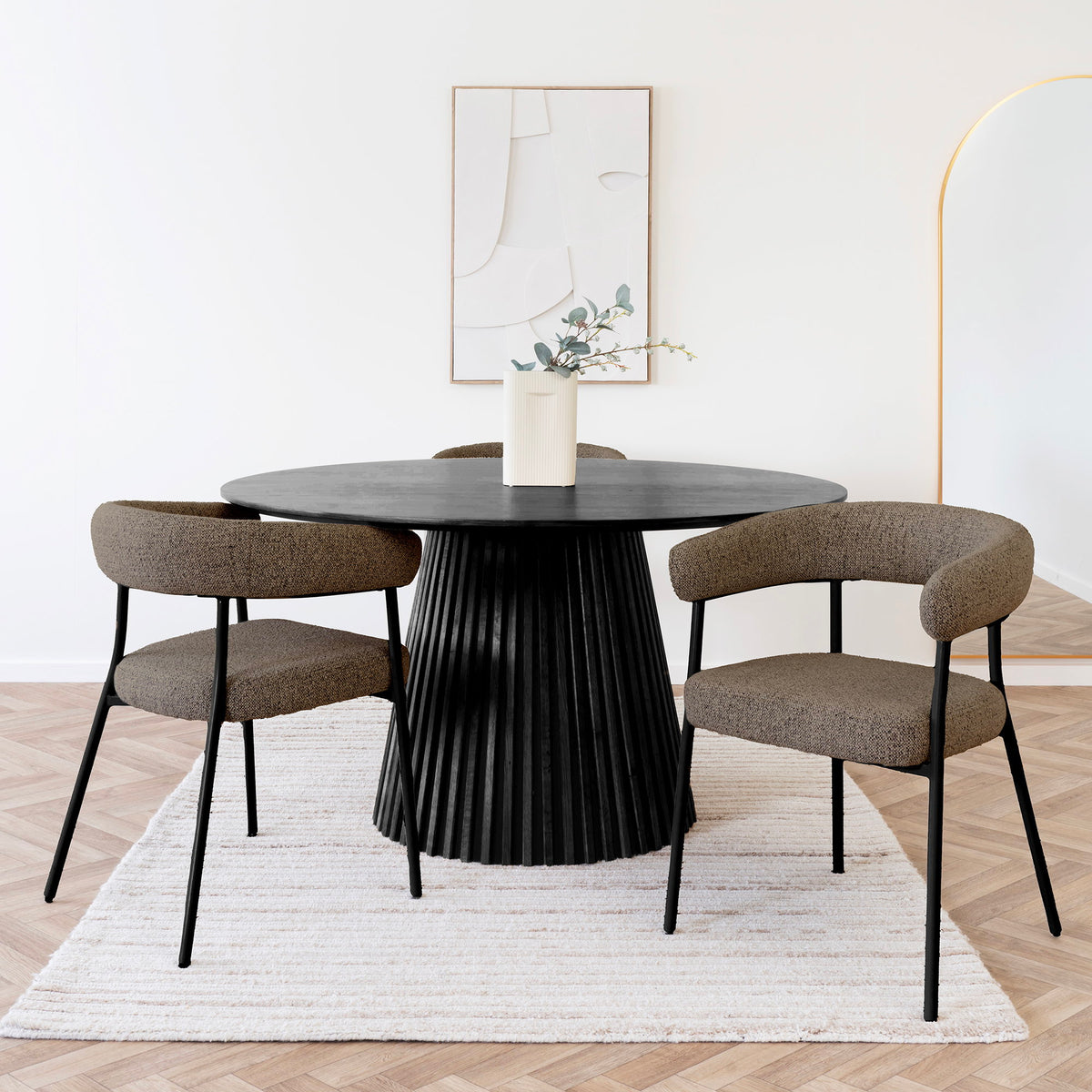 Lale Esszimmerstuhl 2er-Set – Stoff Braun, Beine Schwarz – Ansicht 6