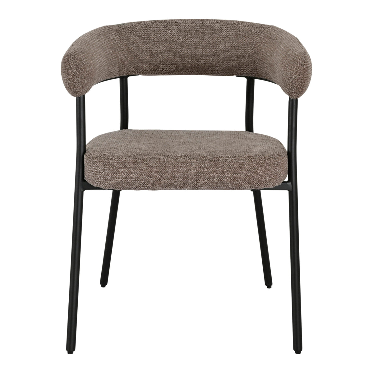 Lale Esszimmerstuhl 2er-Set – Stoff Braun, Beine Schwarz – Ansicht 2