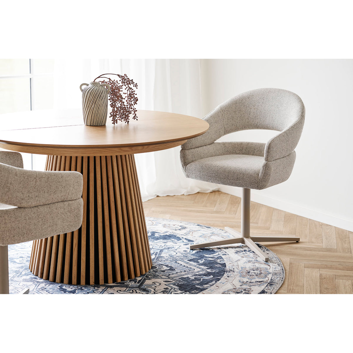 Hector Esszimmerstuhl 2er-Set mit Drehfunktion – Stoff Beige meliert, Beine Sand – Ansicht 6