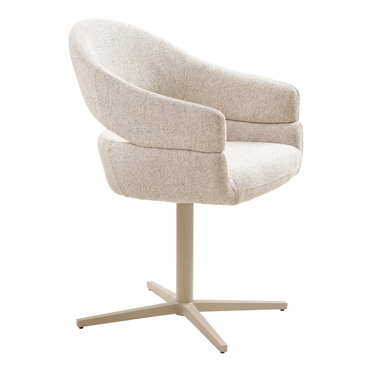 Hector Esszimmerstuhl 2er-Set mit Drehfunktion – Stoff Beige meliert, Beine Sand – Ansicht 3