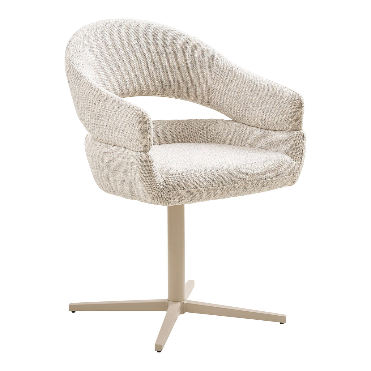 Hector Esszimmerstuhl 2er-Set mit Drehfunktion – Stoff Beige meliert, Beine Sand von Luiva Living