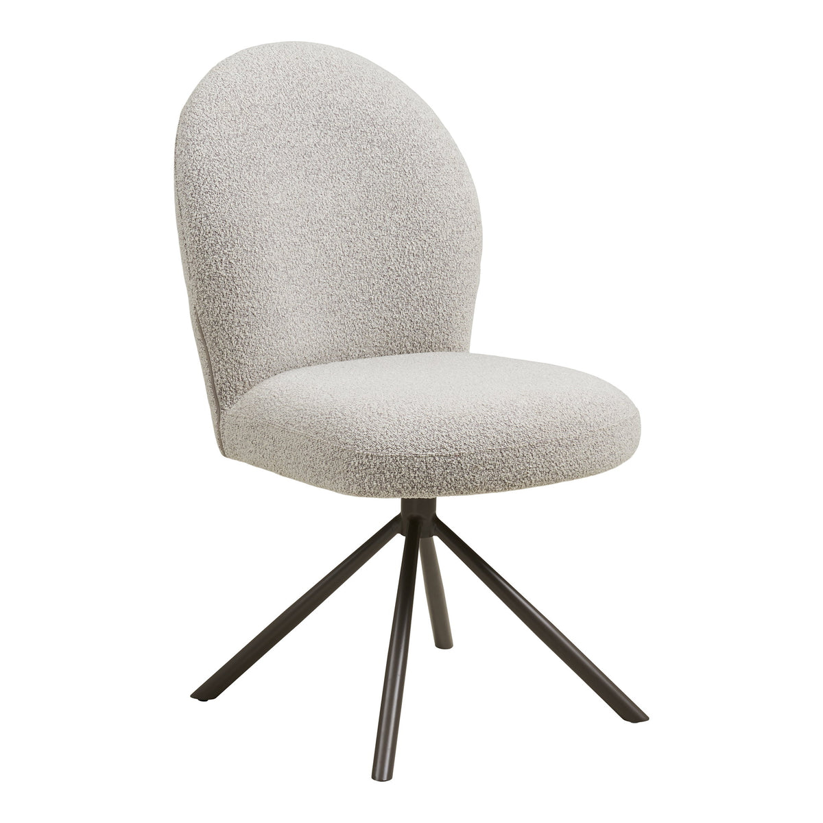 Ester Esszimmerstuhl mit Drehfunktion – Bouclé Sand, Beine Grau von Luiva Living