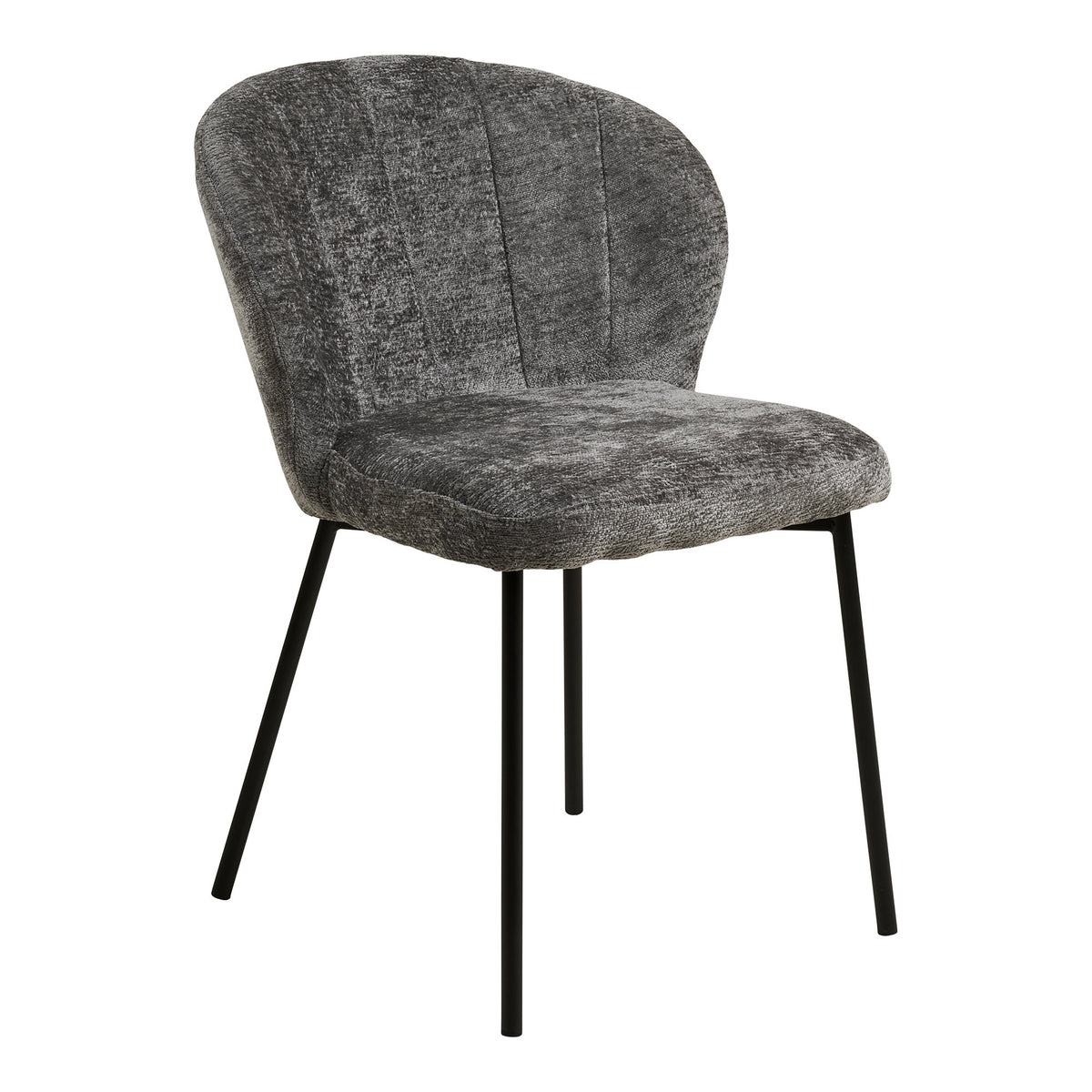 Vito Esszimmerstuhl 2er-Set – Stoff Grau, Beine Schwarz von Luiva Living
