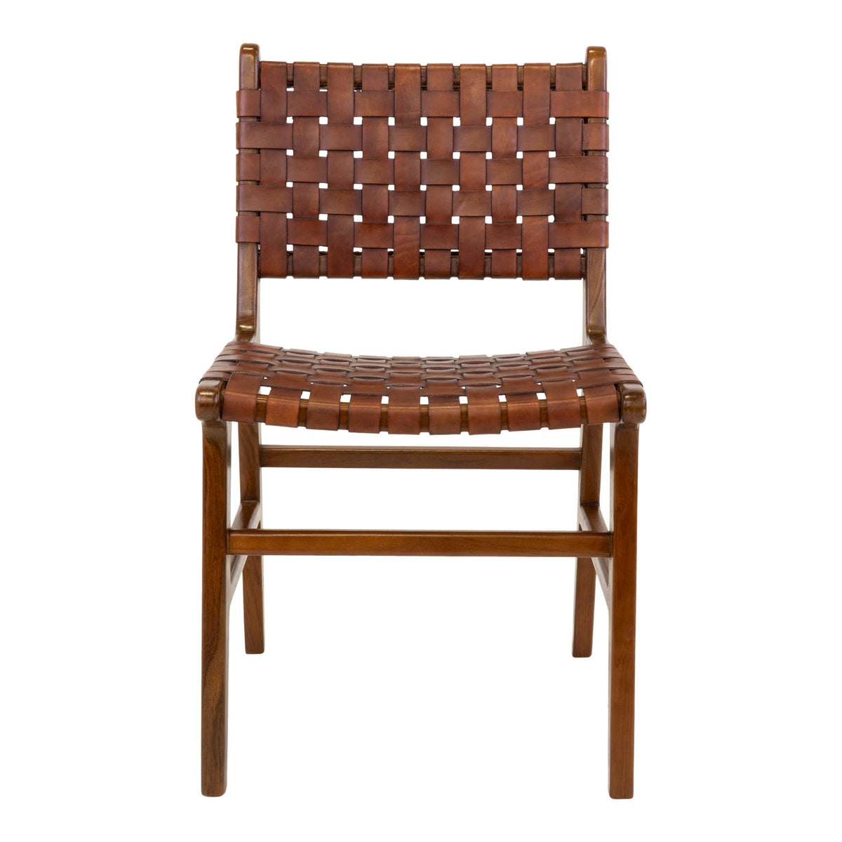 Leif Esszimmerstuhl 2er-Set – Leder Braun, Beine Teak – Ansicht 2