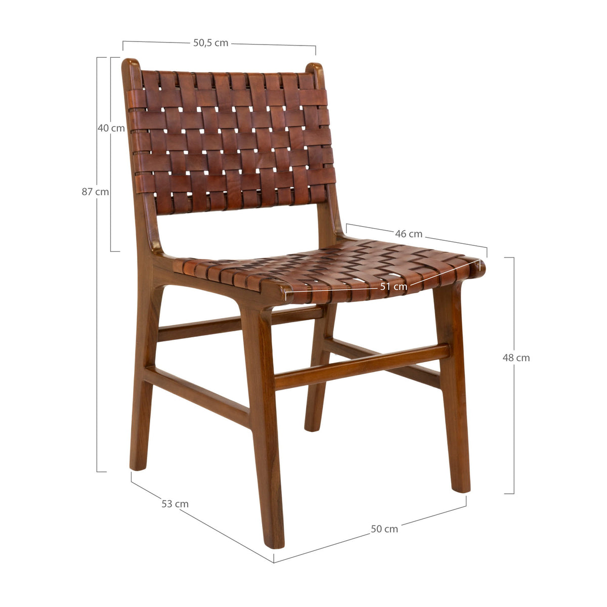 Leif Esszimmerstuhl 2er-Set – Leder Braun, Beine Teak – Ansicht 7