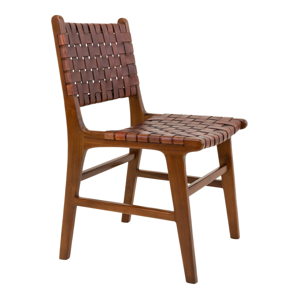 Leif Esszimmerstuhl 2er-Set – Leder Braun, Beine Teak – Ansicht 3
