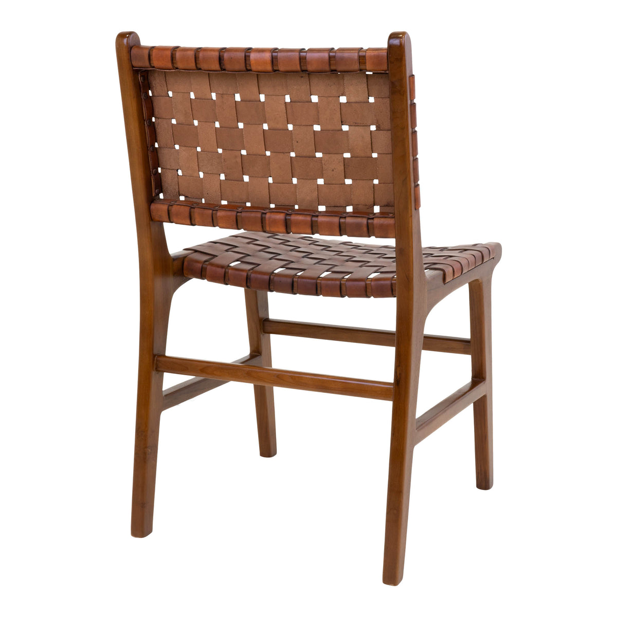 Leif Esszimmerstuhl 2er-Set – Leder Braun, Beine Teak – Ansicht 4