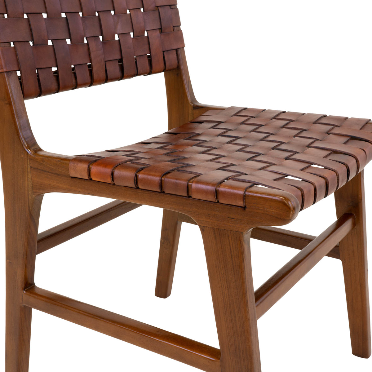 Leif Esszimmerstuhl 2er-Set – Leder Braun, Beine Teak – Ansicht 5