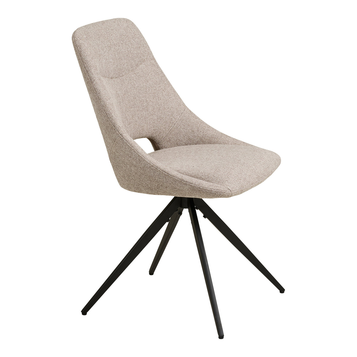 Rina Esszimmerstuhl 2er-Set mit Drehfunktion – Stoff Sand, Beine Schwarz – Ansicht 3