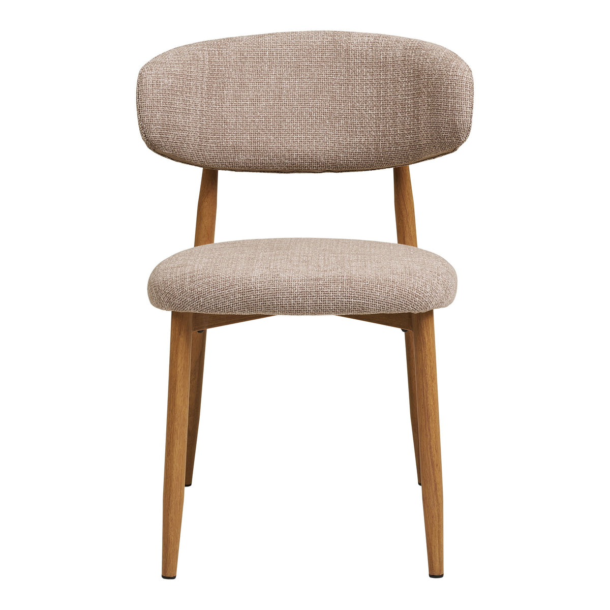 Olivia Esszimmerstuhl 2er-Set – Stoff Sand, Beine in Eichenoptik – Ansicht 2