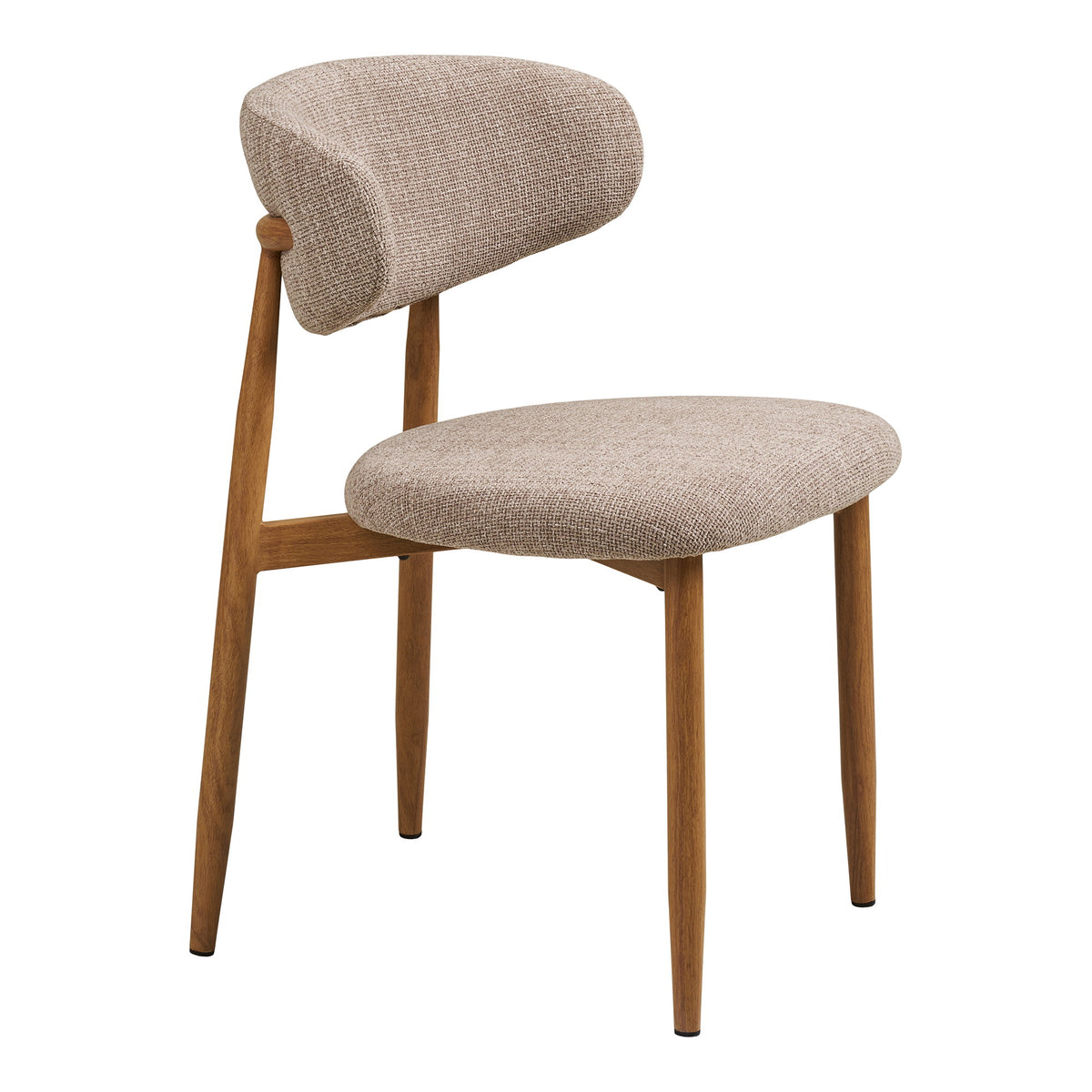 Olivia Esszimmerstuhl 2er-Set – Stoff Sand, Beine in Eichenoptik – Ansicht 3