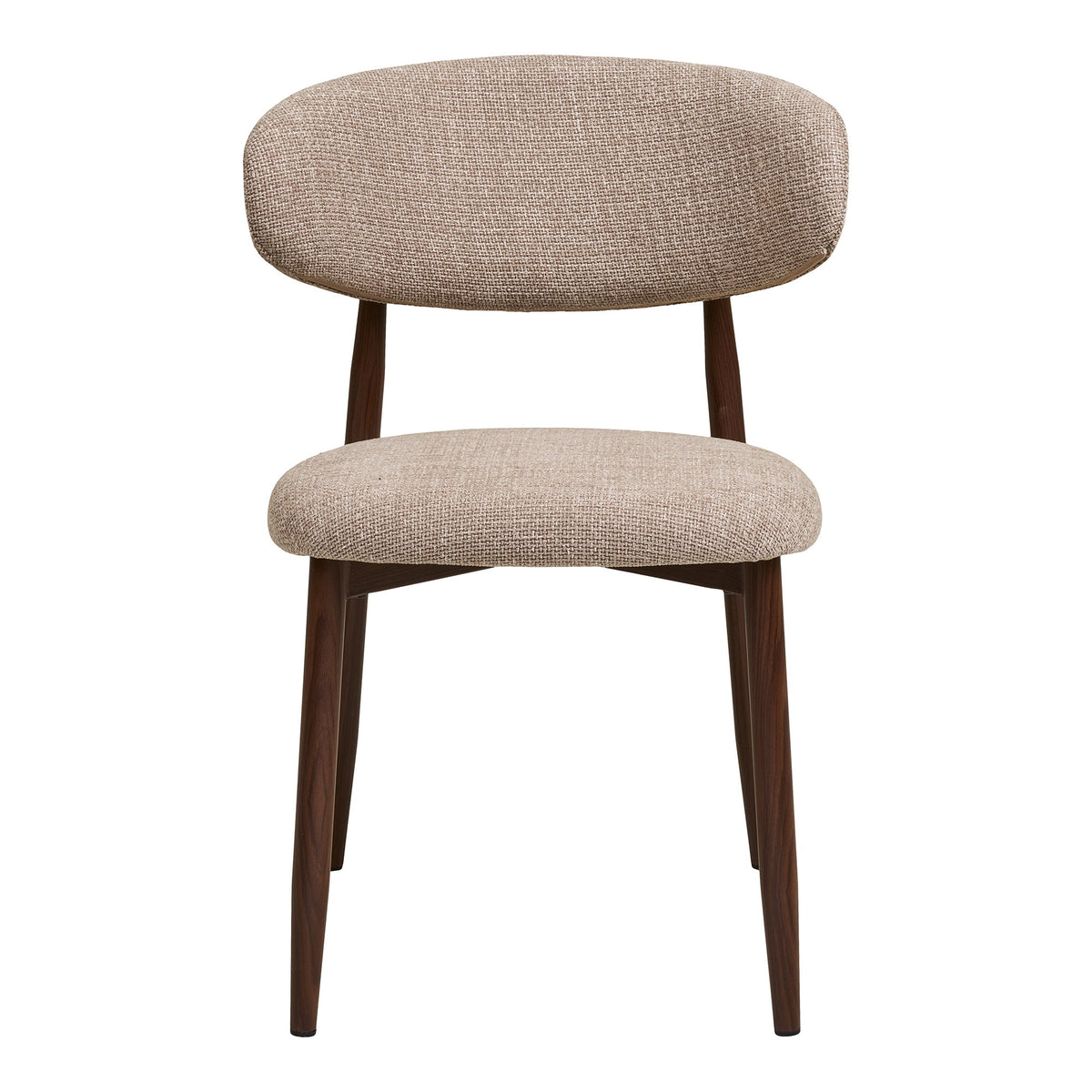 Olivia Esszimmerstuhl 2er-Set – Stoff Sand, Beine in Walnussoptik – Ansicht 2