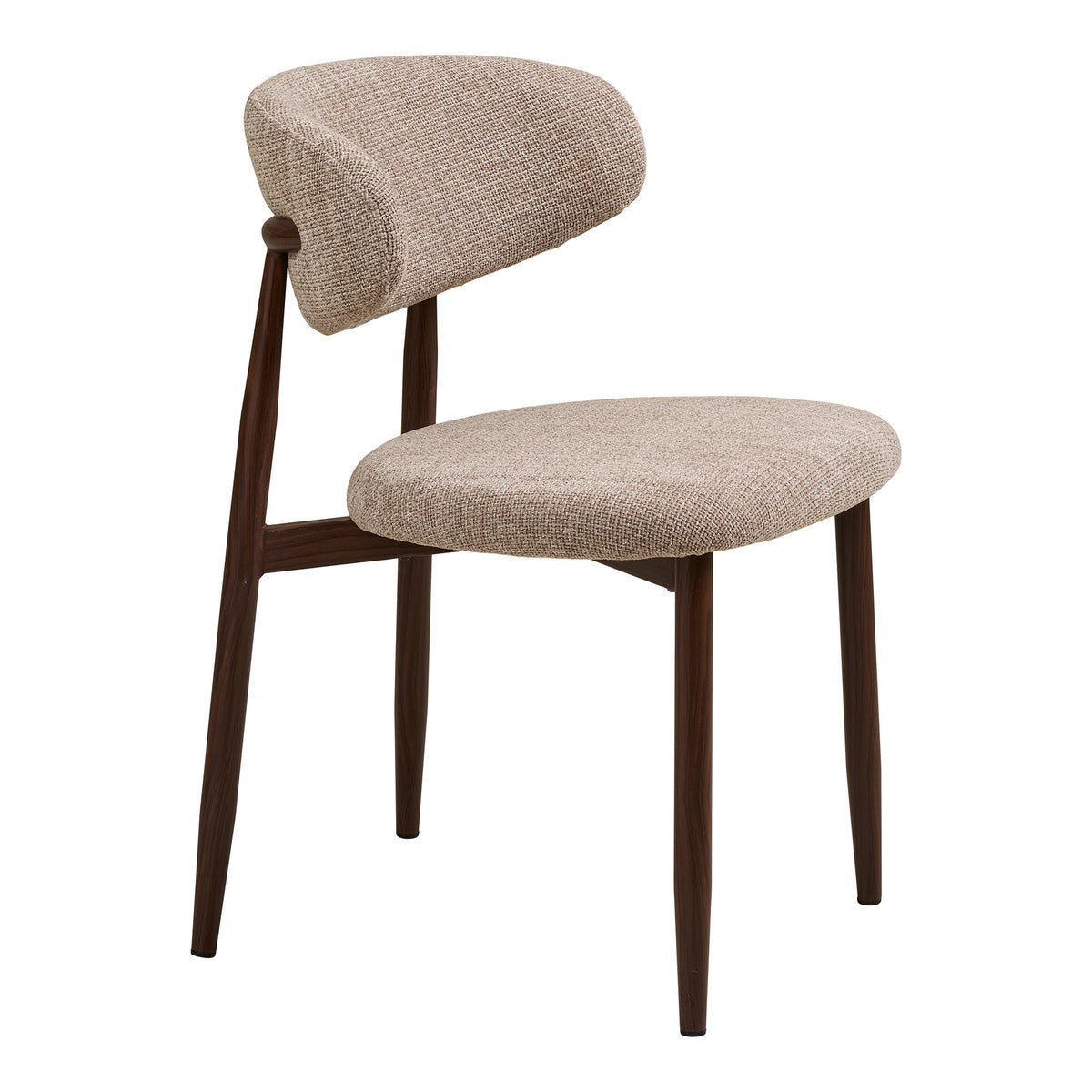 Olivia Esszimmerstuhl 2er-Set – Stoff Sand, Beine in Walnussoptik – Ansicht 3