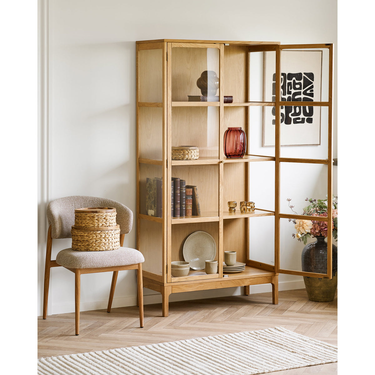 Ivo Esszimmerstuhl 2er-Set – Stoff Sand, Beine in Holzoptik Natur – Ansicht 9