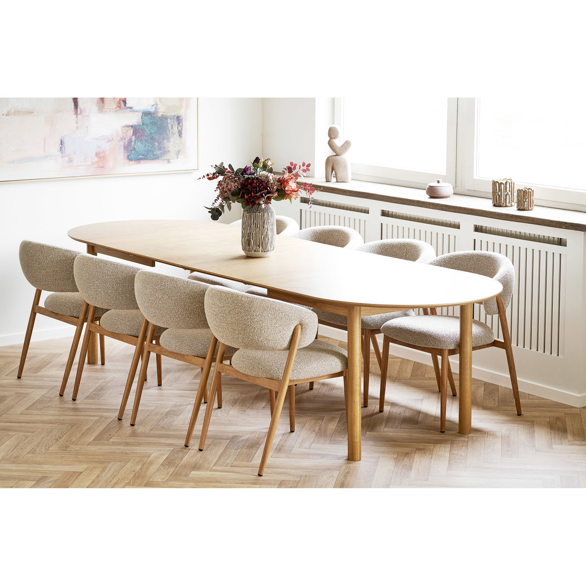Ivo Esszimmerstuhl 2er-Set – Stoff Sand, Beine in Holzoptik Natur – Ansicht 12