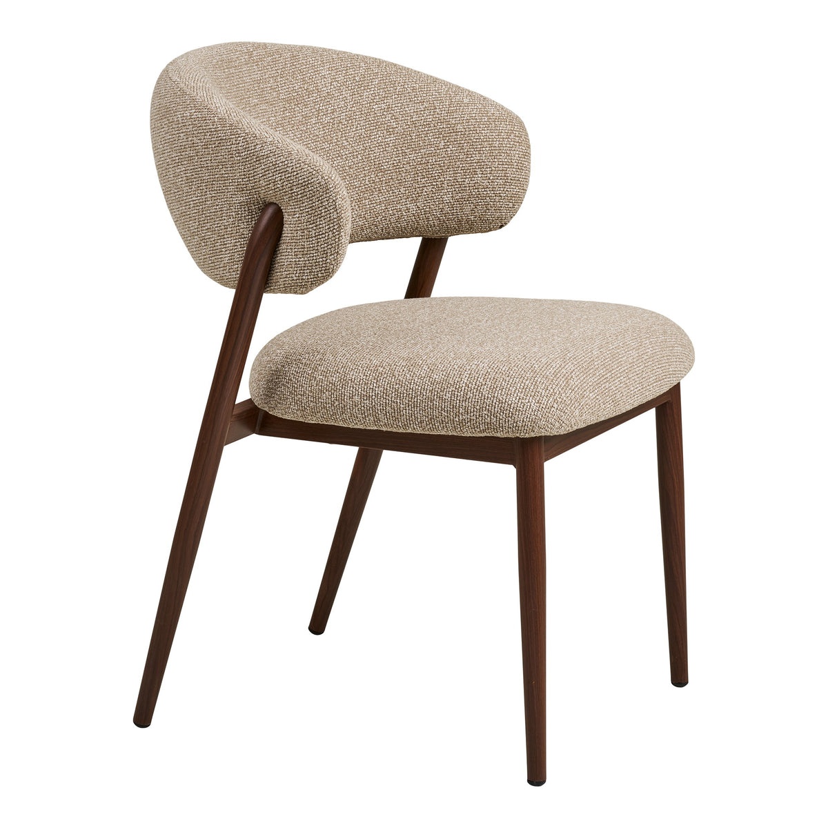 Ivo Esszimmerstuhl 2er-Set – Stoff Sand, Beine in Holzoptik Dunkelbraun – Ansicht 3