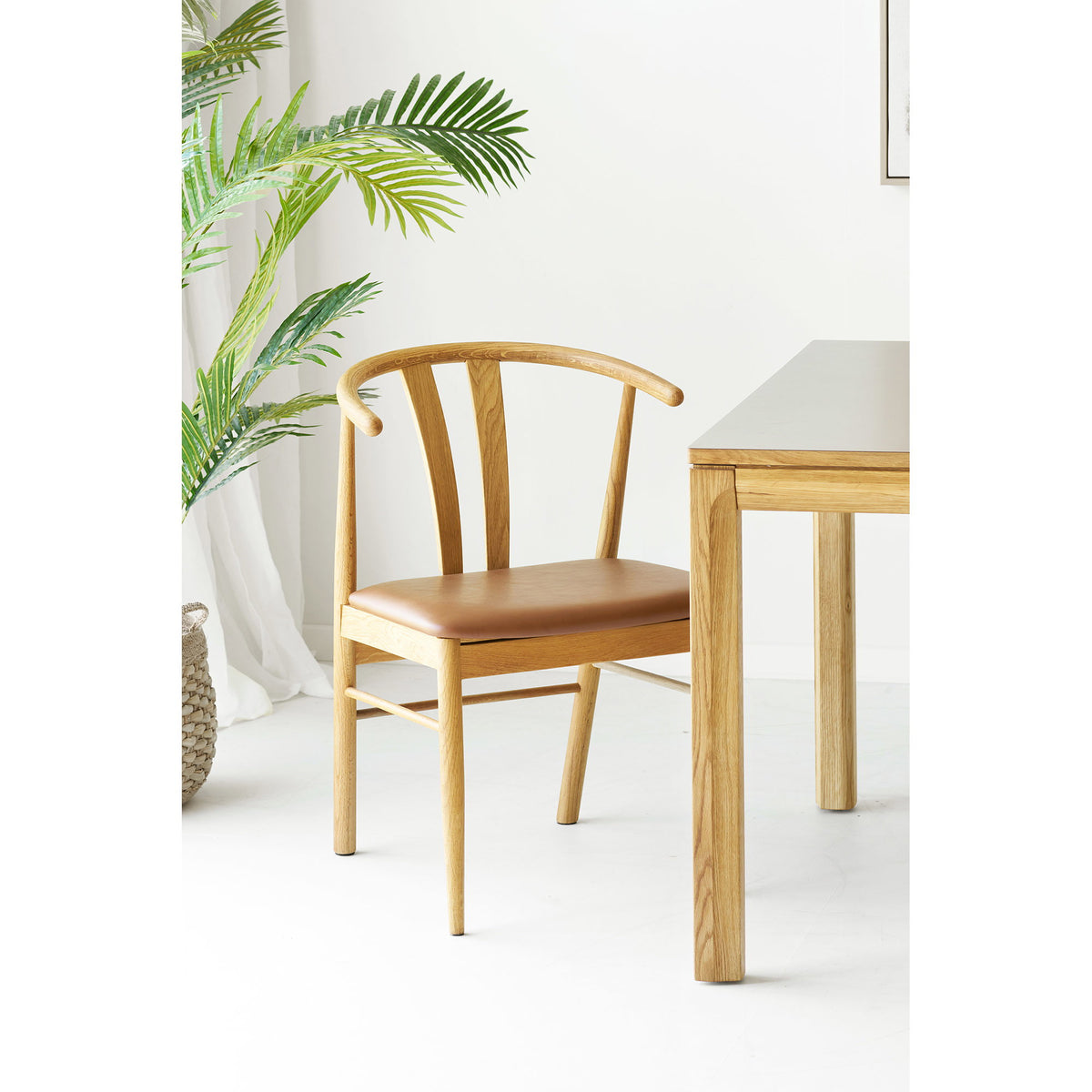 Agda Esszimmerstuhl 2er-Set – Eiche/Kunstleder Natur/Braun – Ansicht 6