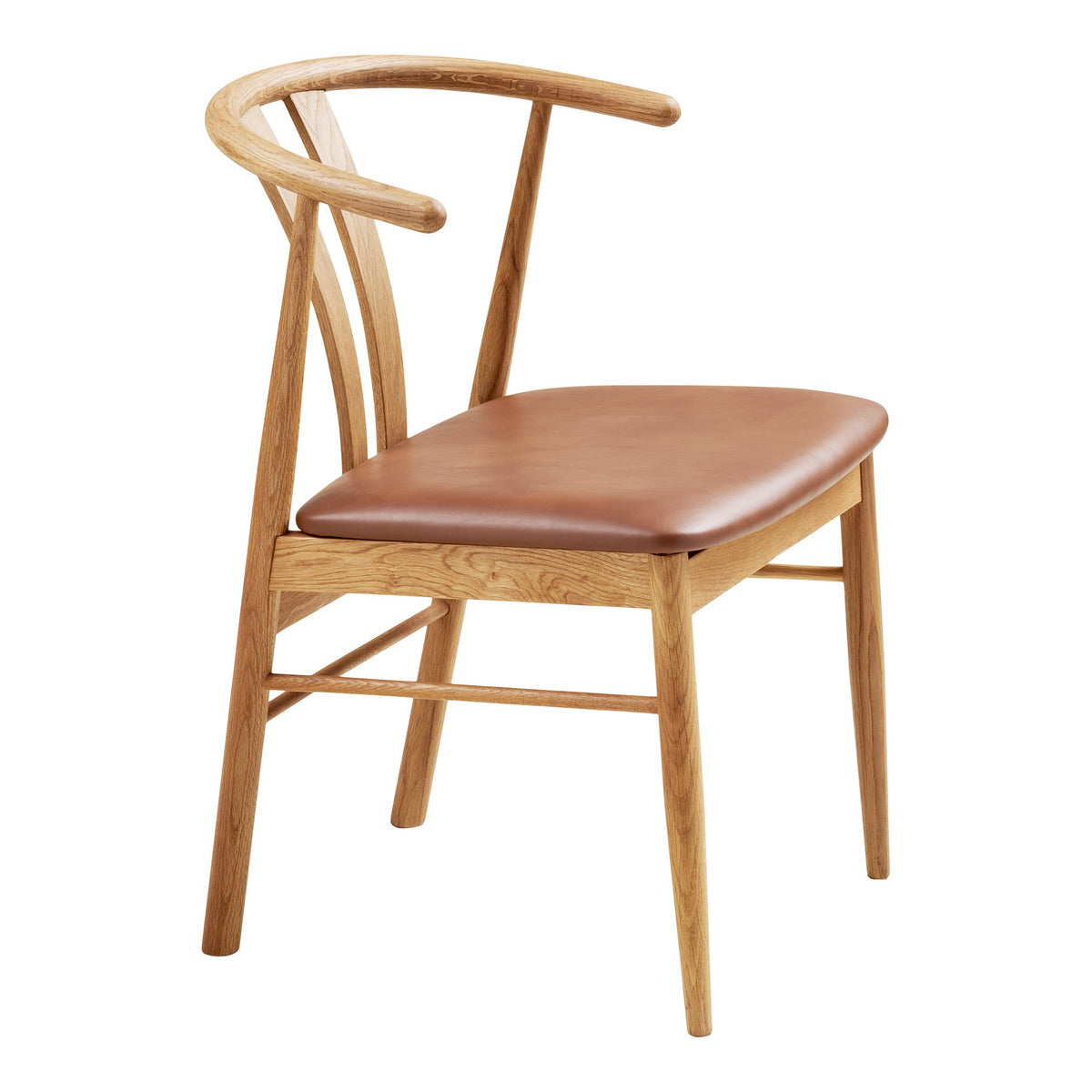 Agda Esszimmerstuhl 2er-Set – Eiche/Kunstleder Natur/Braun – Ansicht 3
