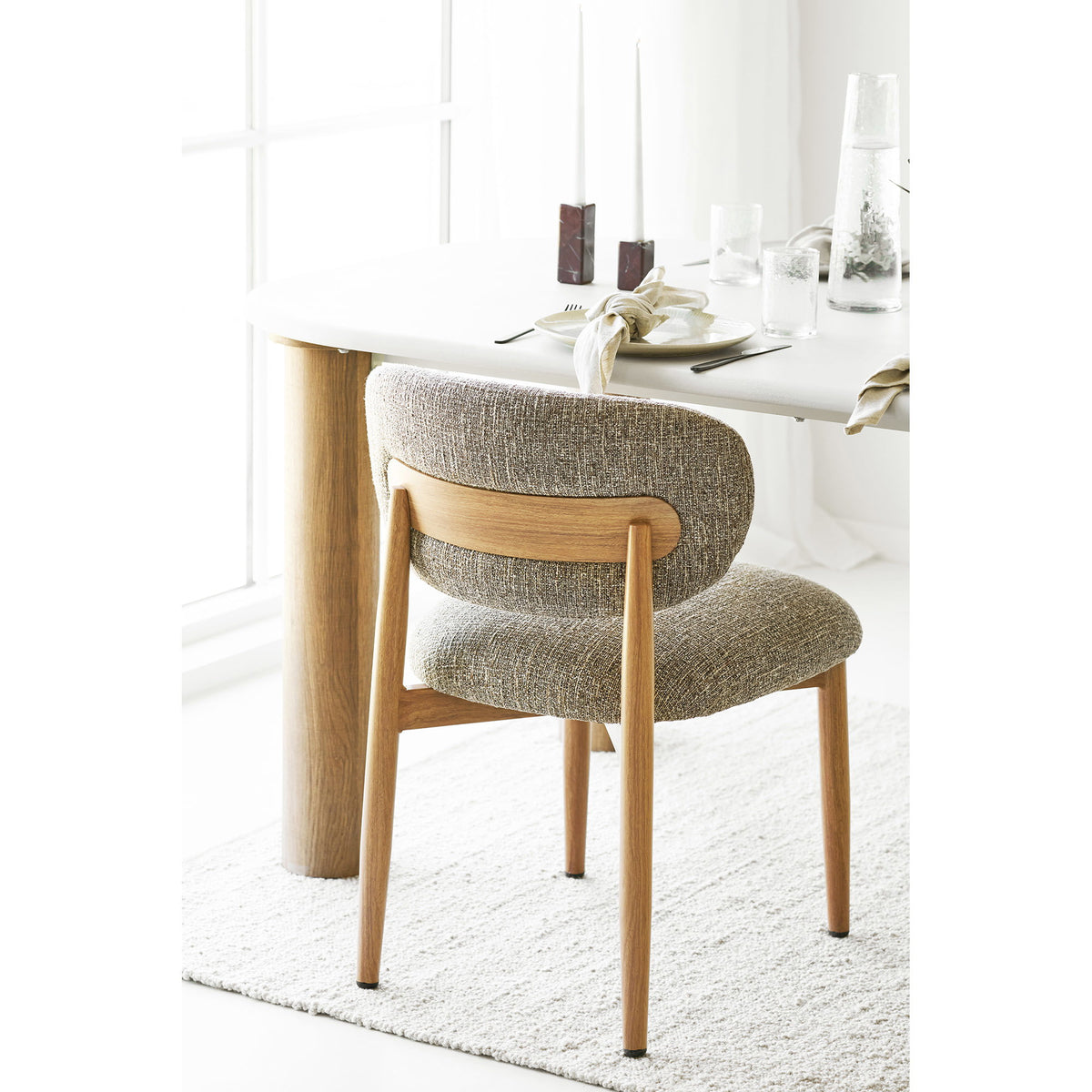 Zelda Esszimmerstuhl 2er-Set – Stoff Dunkelbraun, Beine in Holzoptik Natur – Ansicht 8