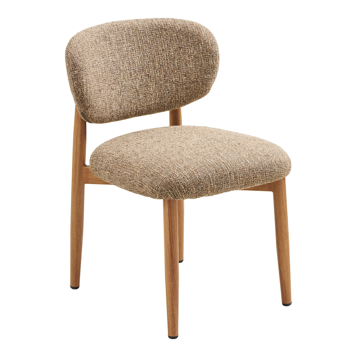 Zelda Esszimmerstuhl 2er-Set – Stoff Dunkelbraun, Beine in Holzoptik Natur von Luiva Living