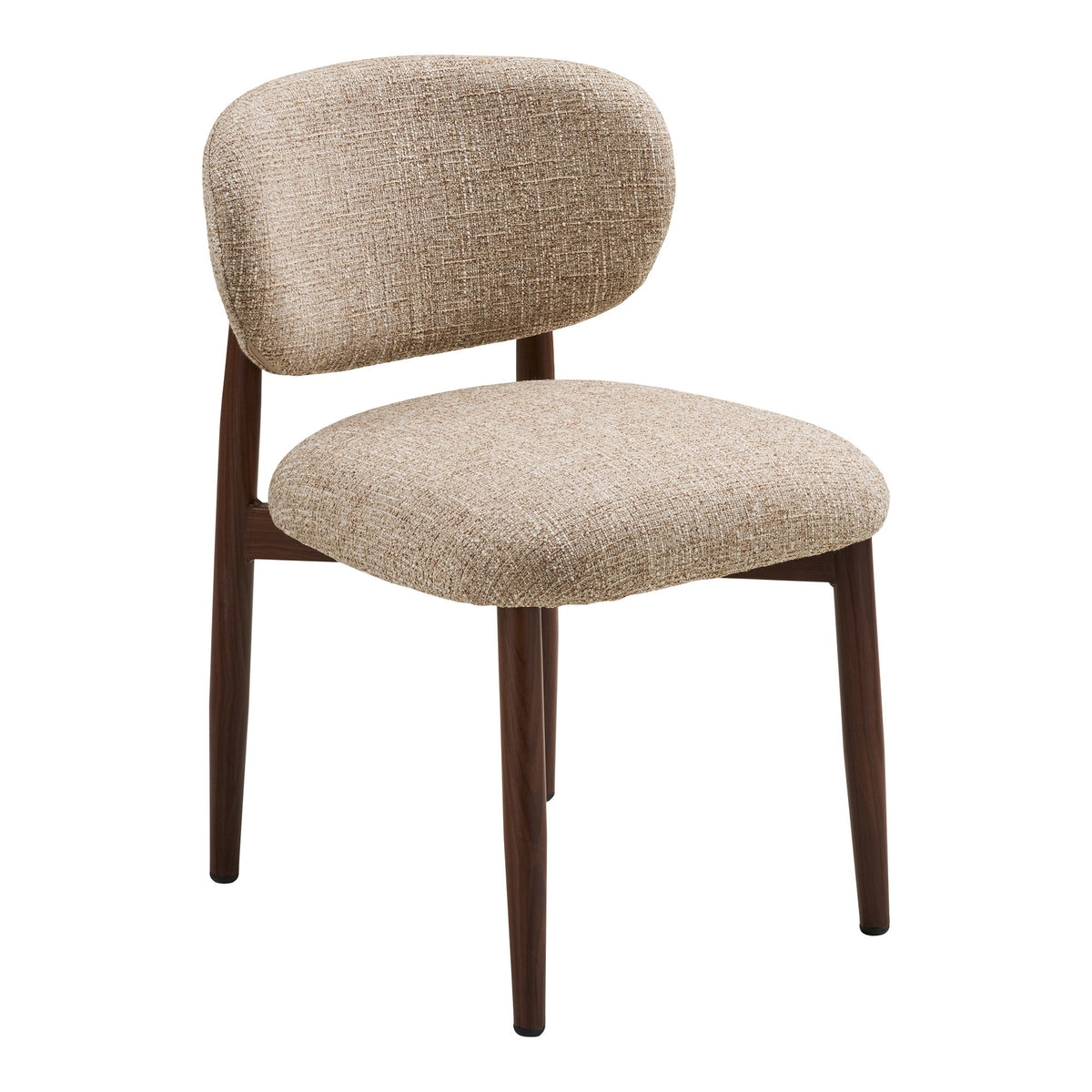 Zelda Esszimmerstuhl 2er-Set – Stoff Hellbraun, Beine in Holzoptik Dunkelbraun von Luiva Living