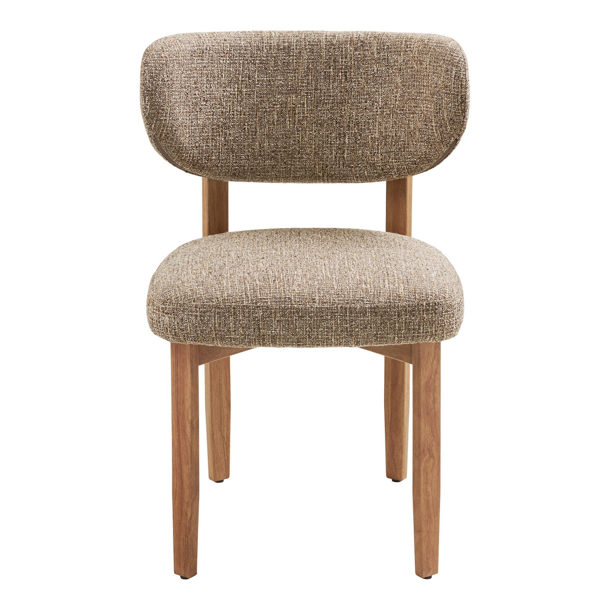 Aino Esszimmerstuhl 2er-Set – Stoff Dunkelbraun, Beine in Holzoptik Natur – Ansicht 2