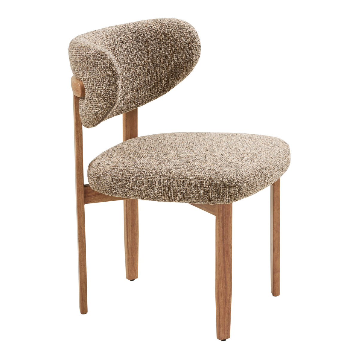Aino Esszimmerstuhl 2er-Set – Stoff Dunkelbraun, Beine in Holzoptik Natur – Ansicht 3